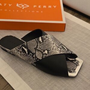 Katy Perry Collections Black and Snake Print Mules